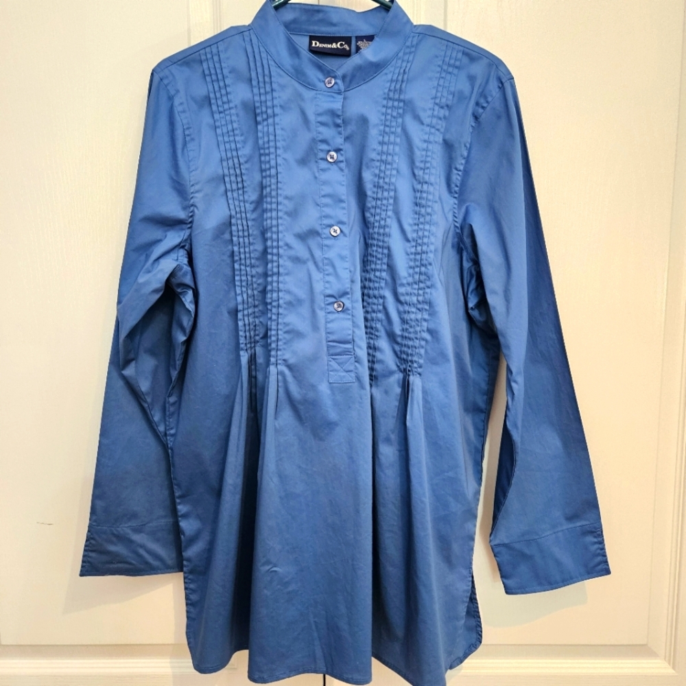 Denim & Co Long sleeve Ruffled front Shirt